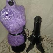 Boutique Dress form designs jewelry display, 19 inch torso great for store front display or home decor. Purple with black sash.  