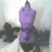 Boutique Dress form designs jewelry display, 22&quot; torso great for store front display or home decor. Purple damask print.  