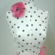 Boutique Dress form designs jewelry display, 19 inch torso great for store front display or home decor. Pink w/ black polka dots.