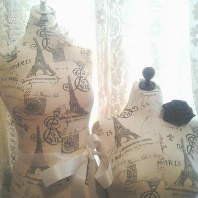 Boutique Dress form, bust to the waist set. Life size torso great for store front or home decor. Paris linen Bust forms. 
