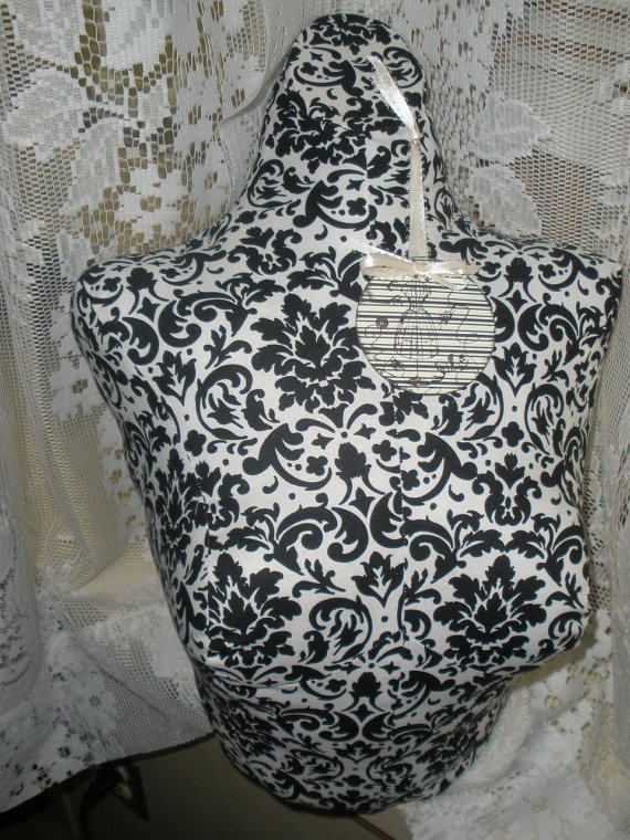 Boutique Dress Form Designs To The Waist. Life Size Torso Great For Store Front Or Home Decor. Paris Black Damask Bust Form.