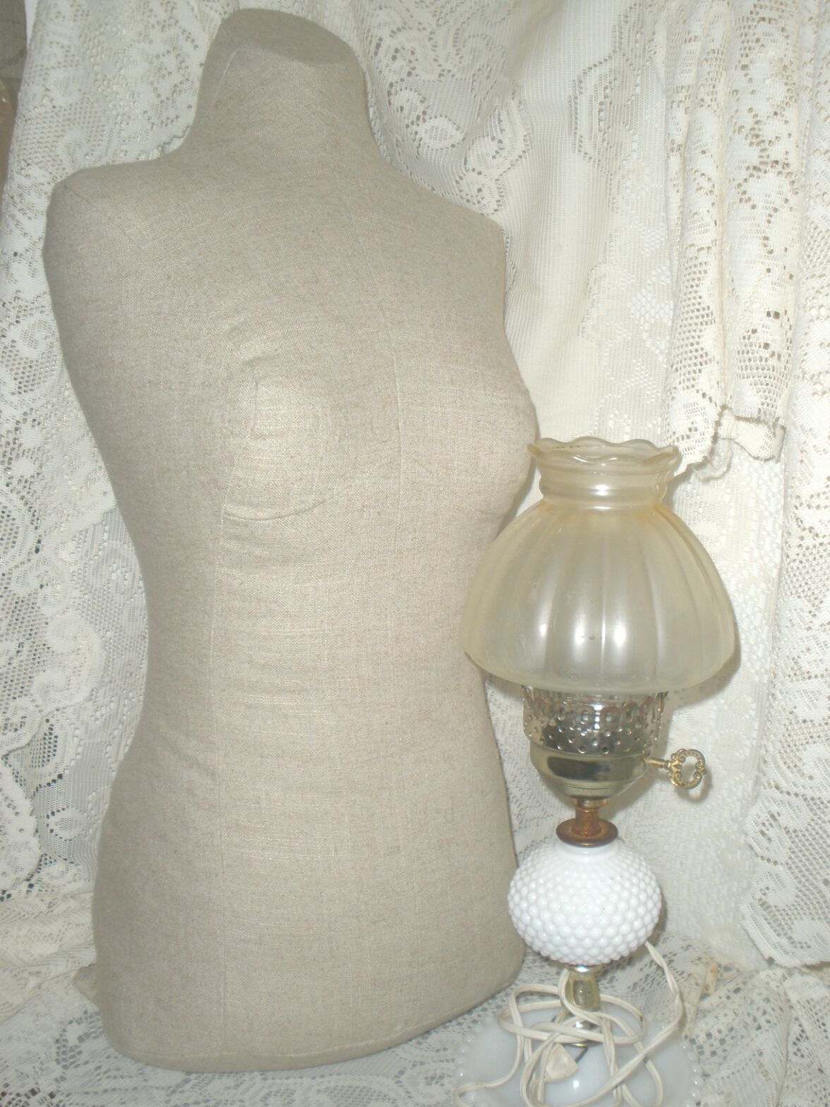 Boutique Dress Form Designs With Stand. Life Size Torso Great For Store Front Or Home Decor. Neutral Linen Fabric.