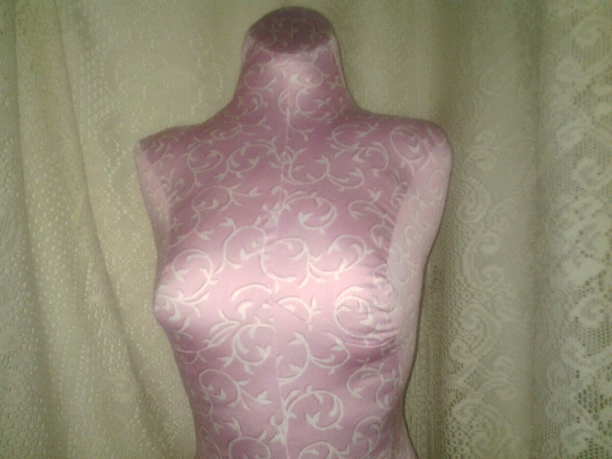 Boutique Dress Form Designs With Stand, Life Size Torso Great For Store Front Display Or Home Decor. Pink Damask Print.