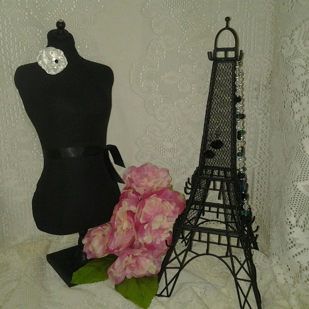 Boutique Dress Form Designs Jewelry Display, Black On Black 19 Inch Torso Great For Store Front Display, Pin Cushion Or Home Decor. Pick Flower
