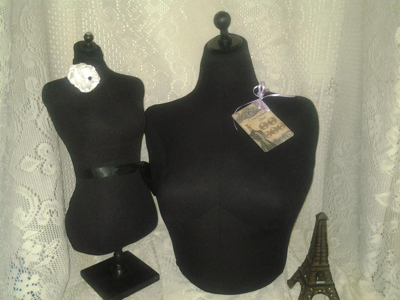 Bellacocette Black Bust Form And 19 Inch Dress Form Jewelry Display Set, Craft Fair Or Home Decor.