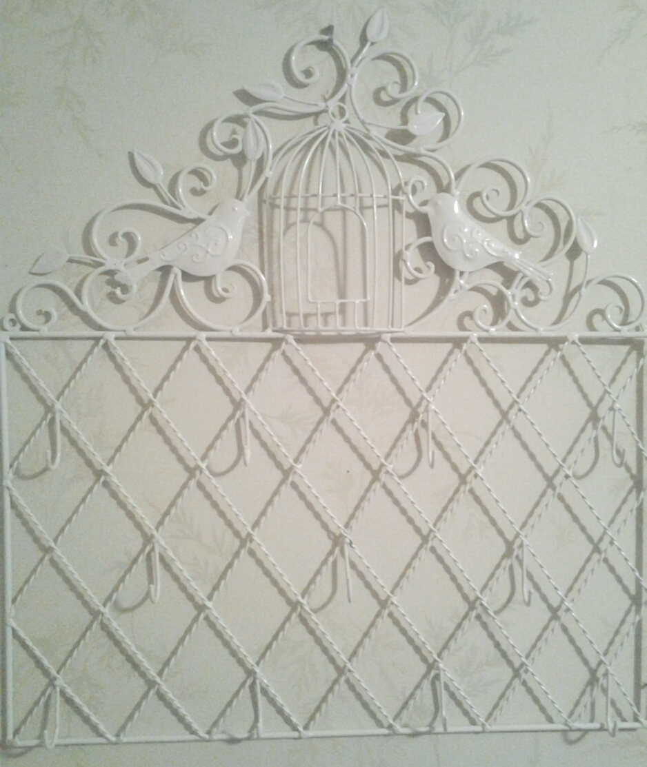 Bird Cage Jewelry Holder Display Large Off White 11 Hooks Cottage Shic