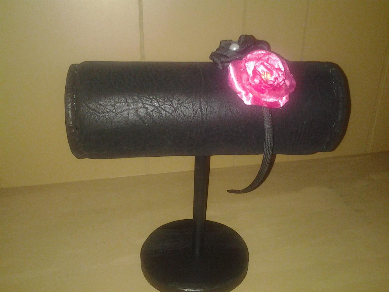 Boutique Headband Display Black Leatherette With Wood Stand. Craft Show Designs Great Bedroom Decor, Photo Prop, Booth Displays,holder,